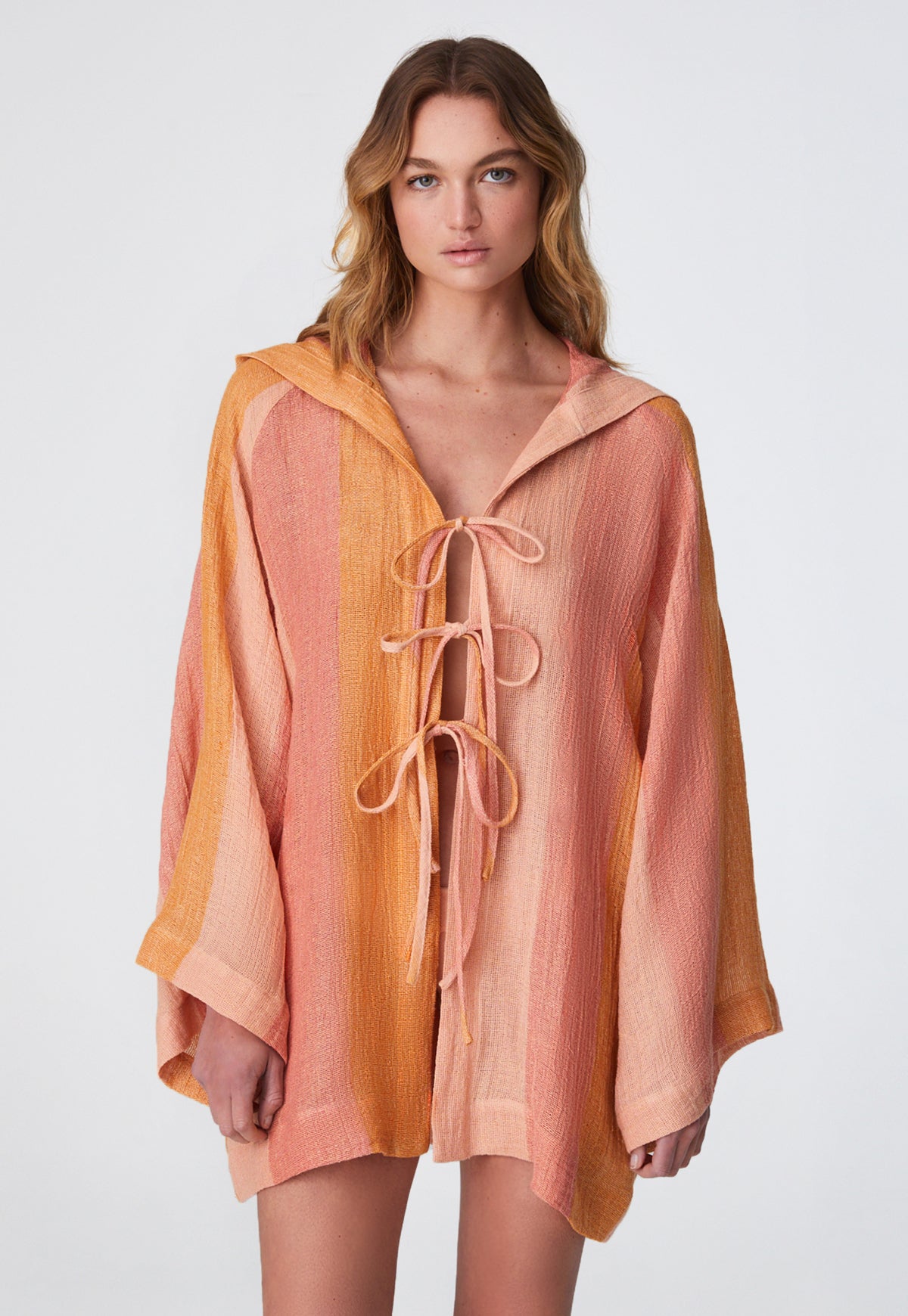 THE BEACH CAPE MINI in SUNSET AWNING STRIPED CHIOS GAUZE