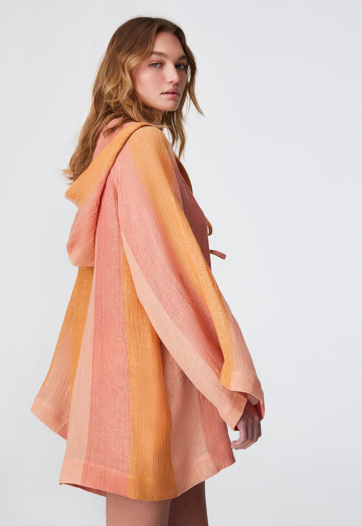 THE BEACH CAPE MINI in SUNSET AWNING STRIPED CHIOS GAUZE