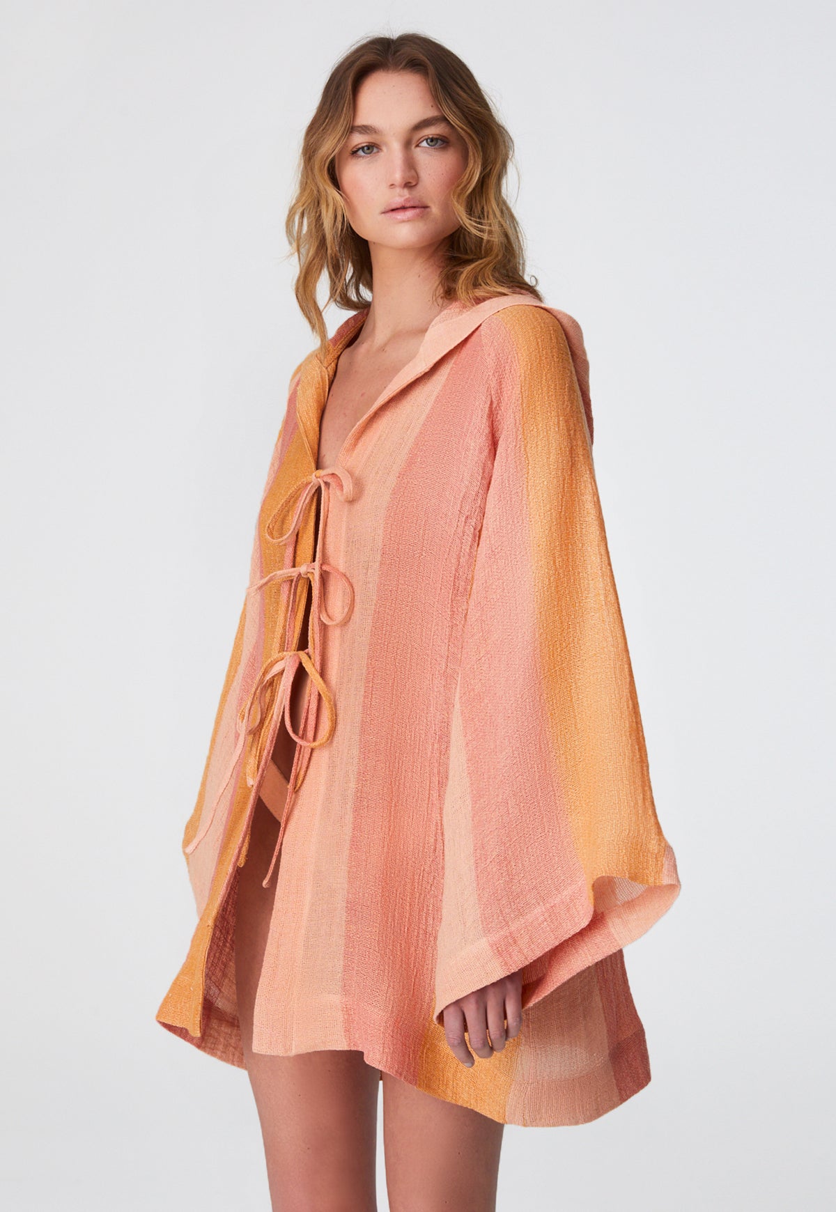 THE BEACH CAPE MINI in SUNSET AWNING STRIPED CHIOS GAUZE