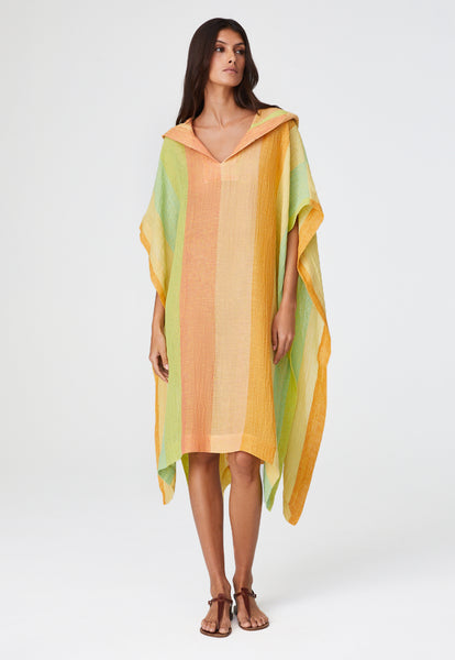 THE BEACH PONCHO in CITRUS AWNING STRIPED GAUZE