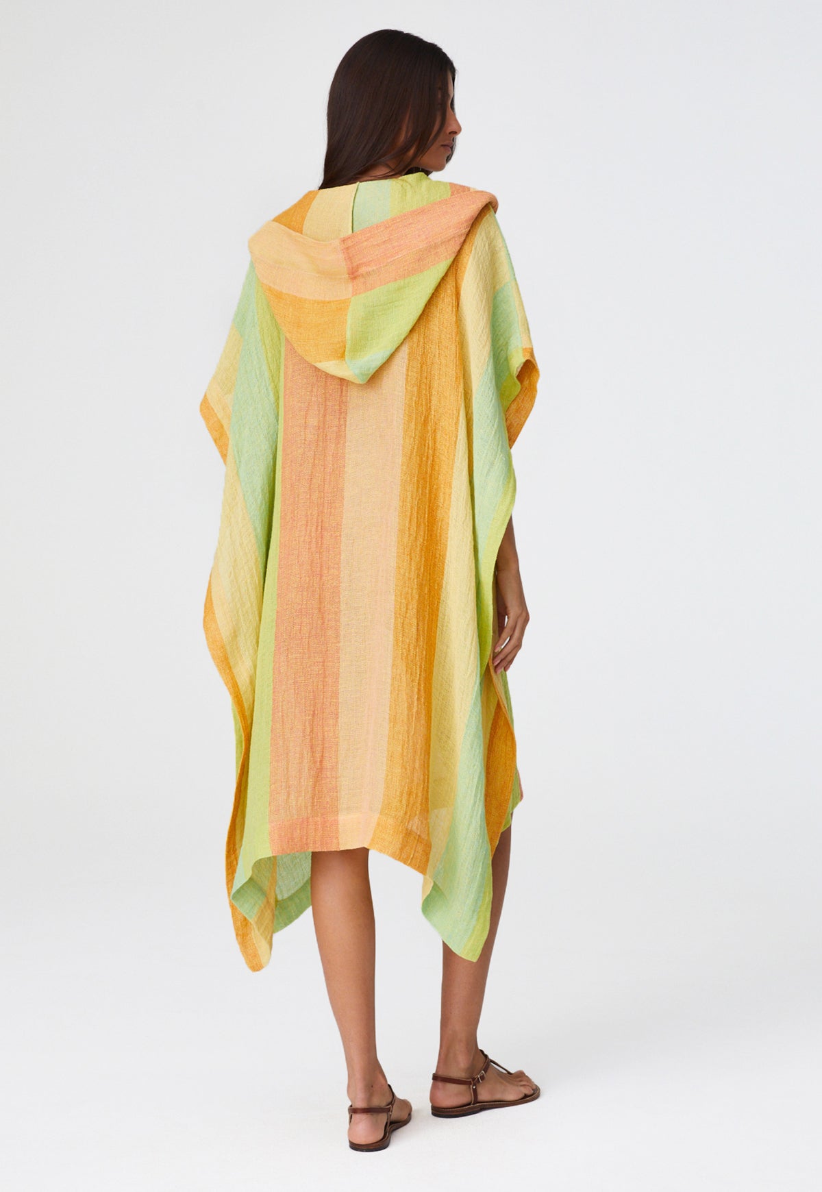 THE BEACH PONCHO in CITRUS AWNING STRIPED GAUZE