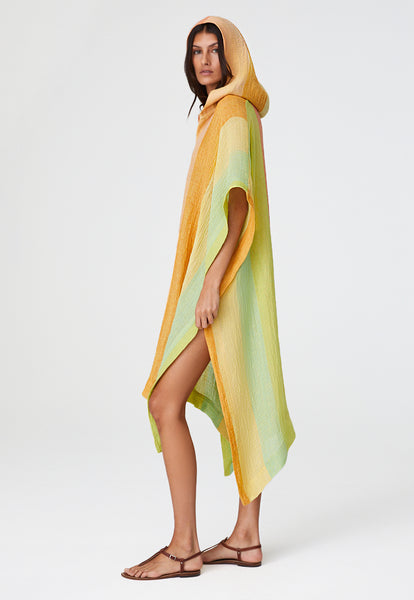 THE BEACH PONCHO in CITRUS AWNING STRIPED GAUZE