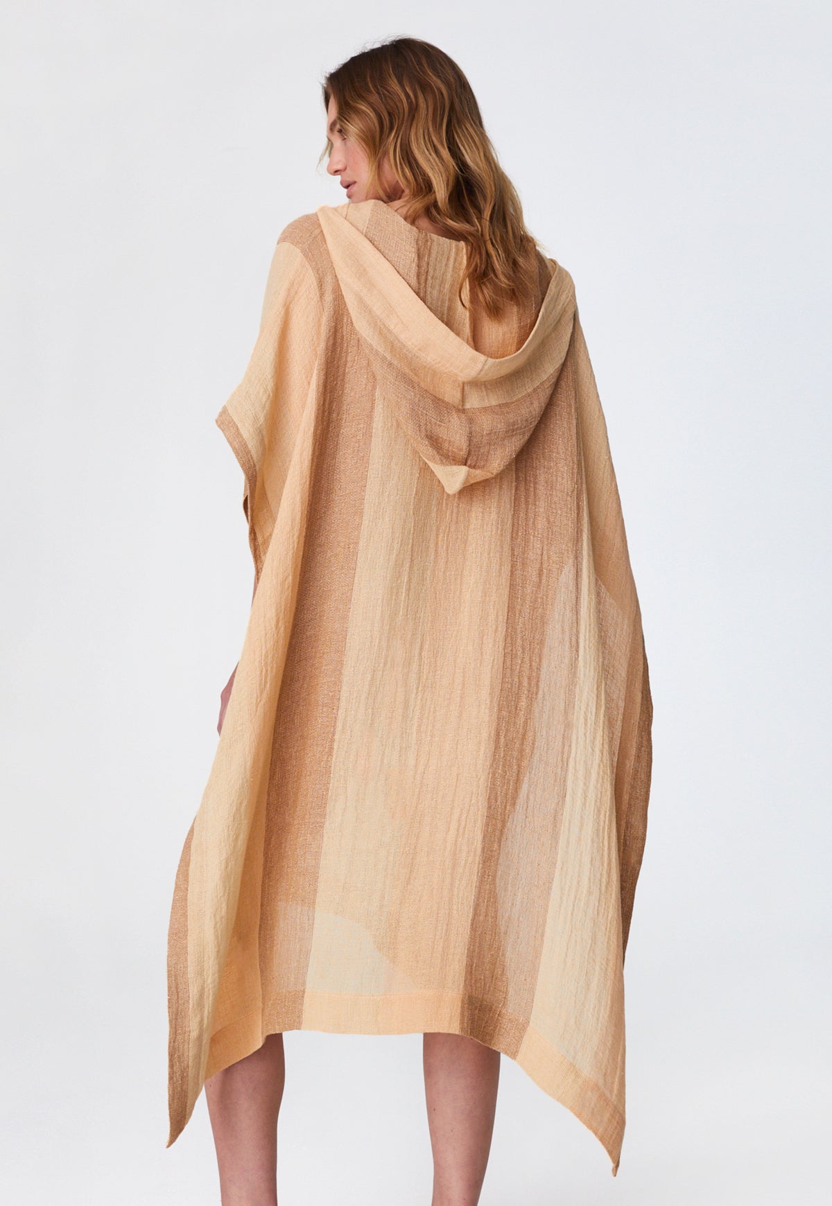 THE BEACH PONCHO in DESERT AWNING STRIPED CHIOS GAUZE