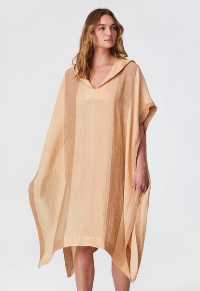 THE BEACH PONCHO in DESERT AWNING STRIPED CHIOS GAUZE
