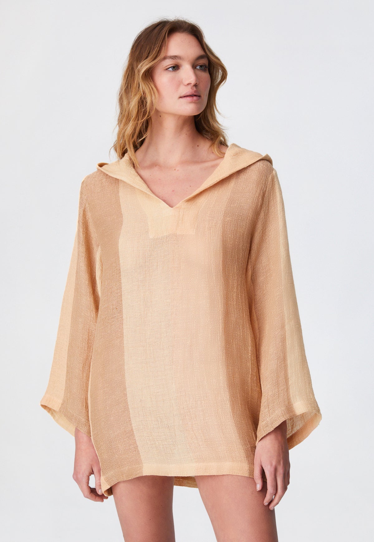 THE BEACH TUNIC in DESERT AWNING STRIPED GAUZE