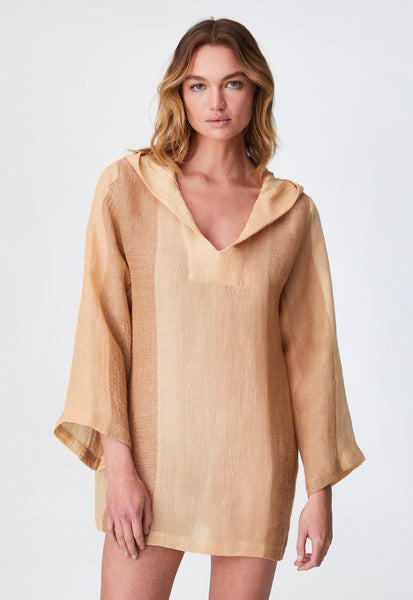 THE BEACH TUNIC in DESERT AWNING STRIPED GAUZE