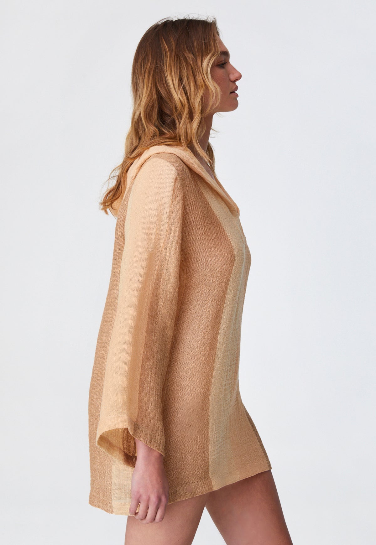 THE BEACH TUNIC in DESERT AWNING STRIPED GAUZE