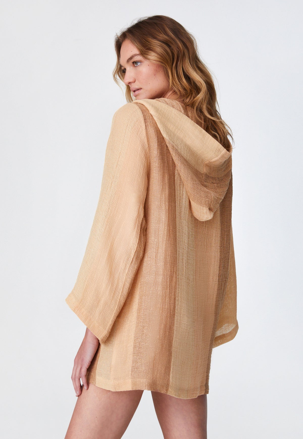 THE BEACH TUNIC in DESERT AWNING STRIPED GAUZE