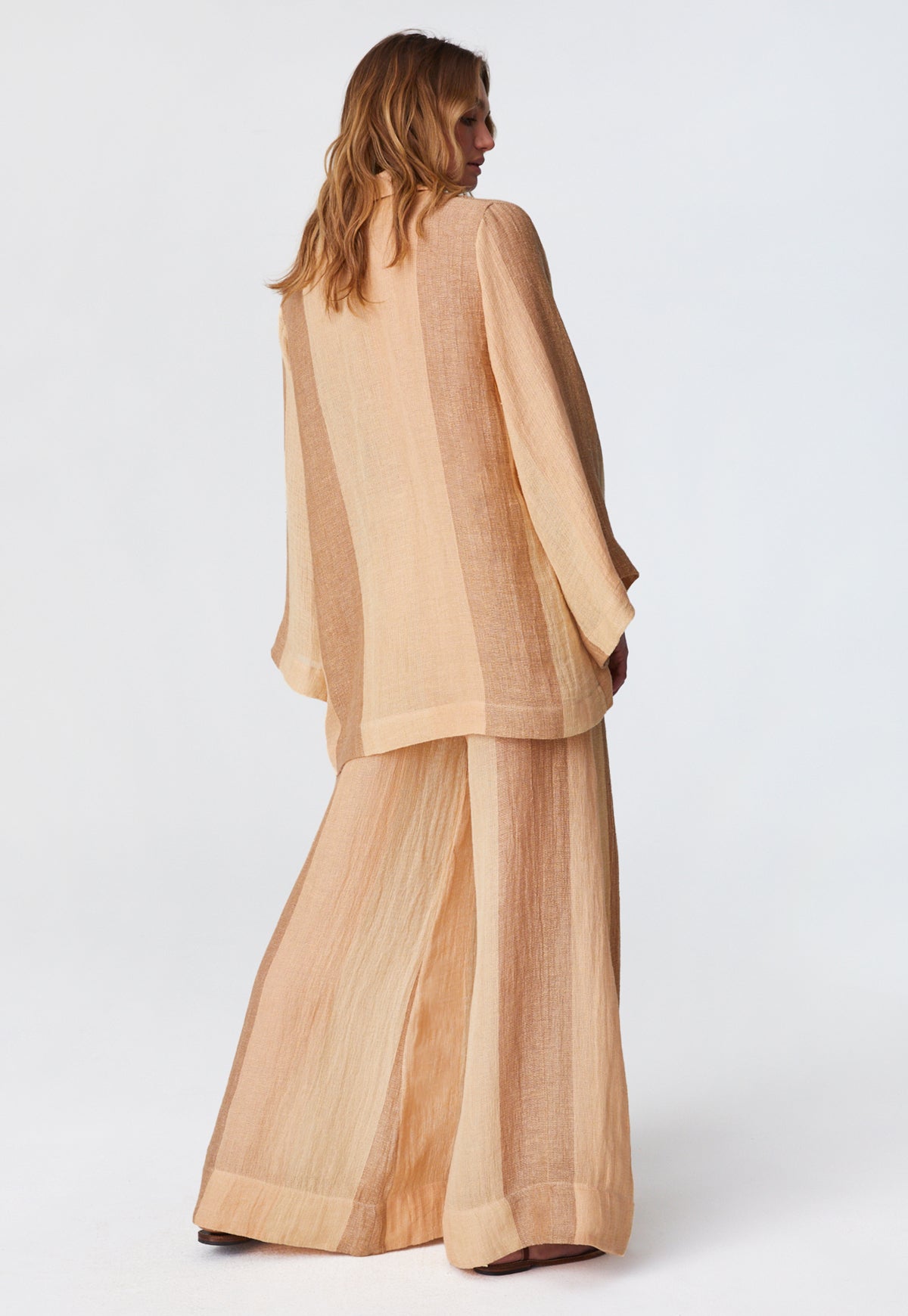 THE LOW-WAIST WIDE LEG PANT in DESERT AWNING STRIPED GAUZE