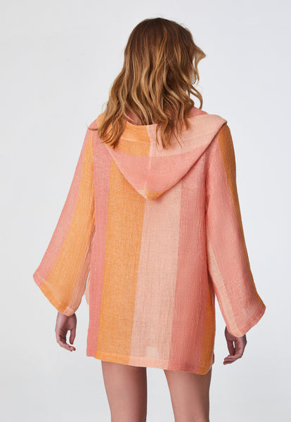 THE BEACH TUNIC in SUNSET AWNING STRIPED GAUZE