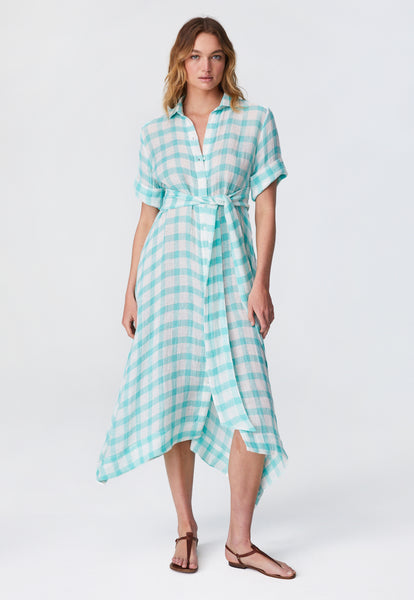 THE CLASSIC SHIRT DRESS in SEAFOAM GINGHAM CHIOS GAUZE