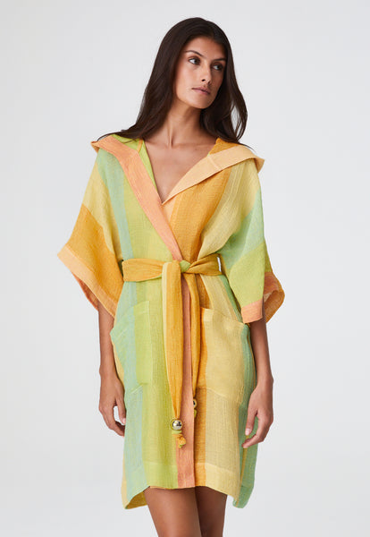 THE DRESSING GOWN in CITRUS AWNING STRIPED GAUZE