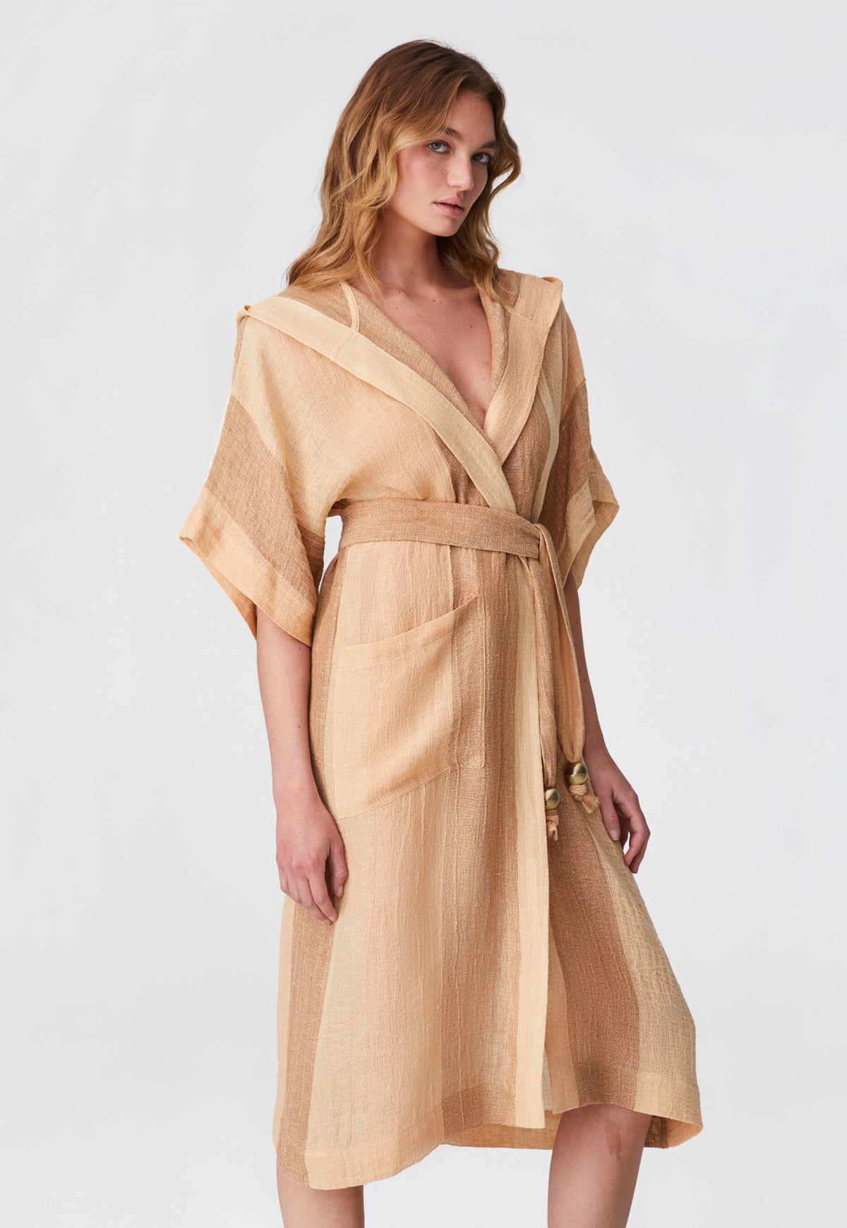THE DRESSING GOWN in DESERT AWNING STRIPED GAUZE