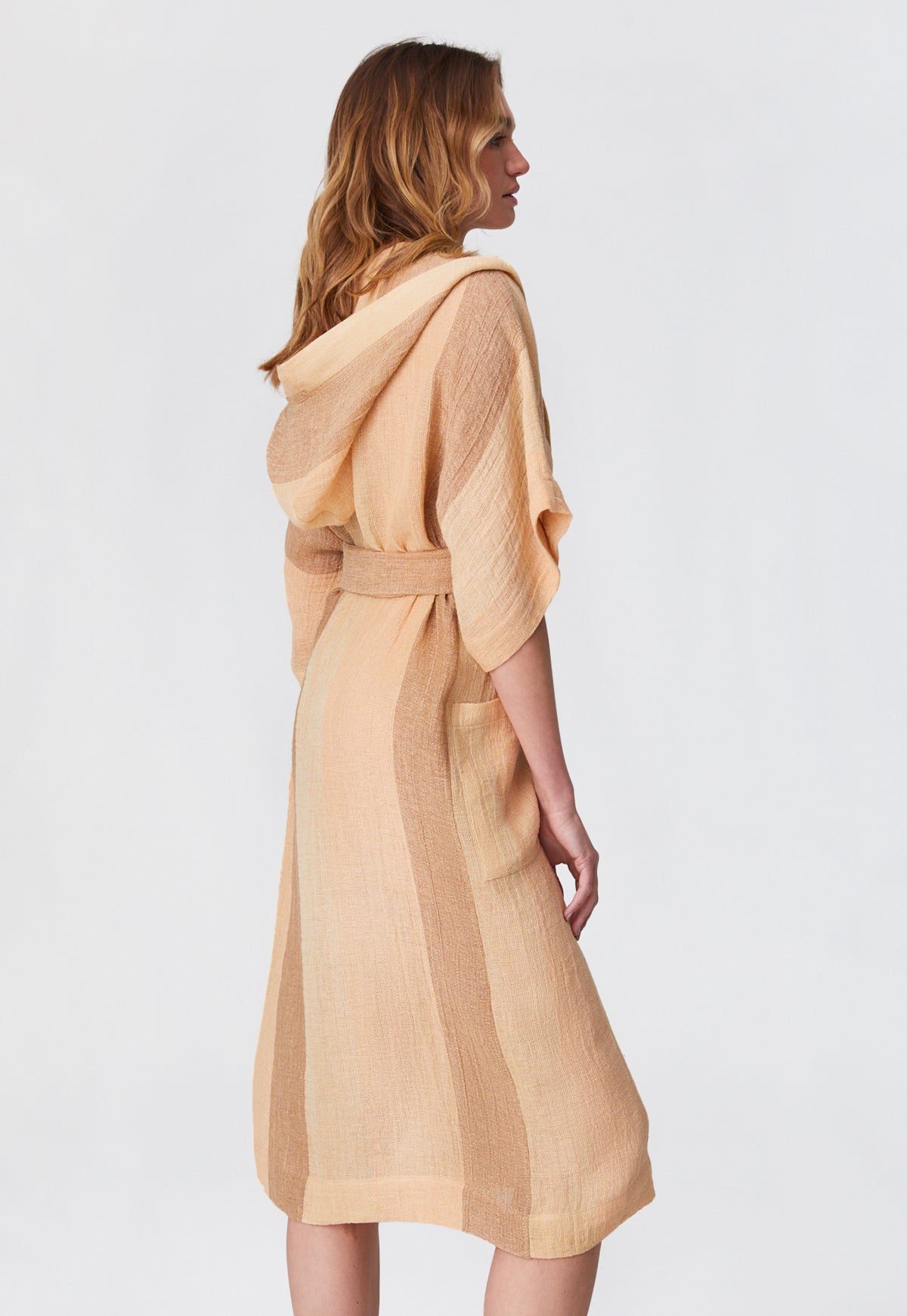 THE DRESSING GOWN in DESERT AWNING STRIPED GAUZE