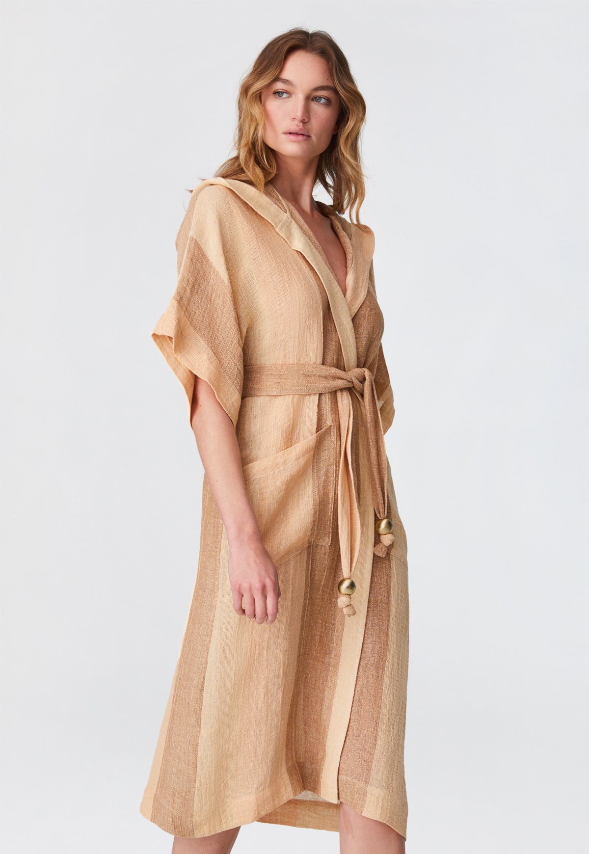 THE DRESSING GOWN in DESERT AWNING STRIPED GAUZE