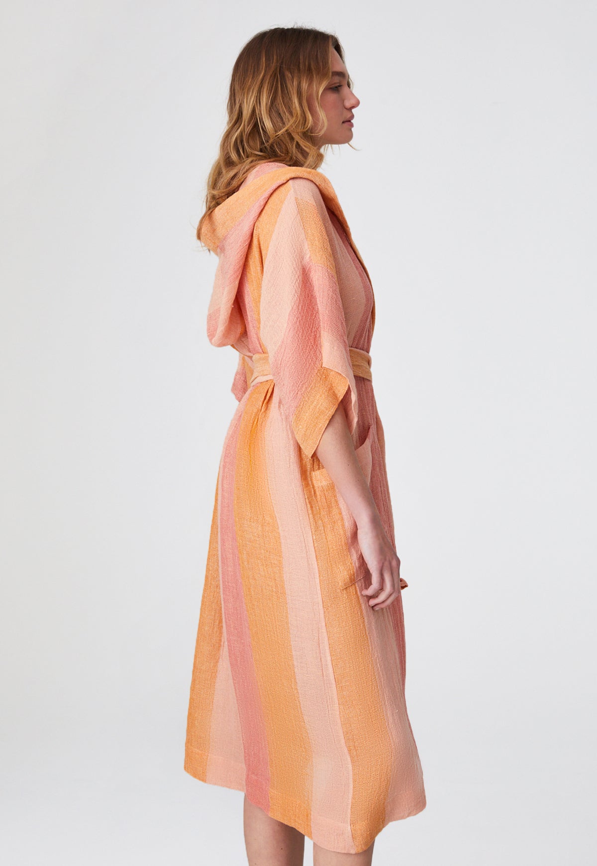 THE DRESSING GOWN in SUNSET AWNING STRIPED GAUZE