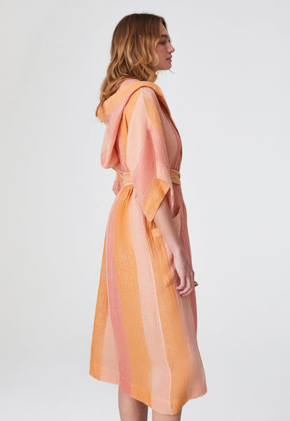THE DRESSING GOWN in SUNSET AWNING STRIPED GAUZE