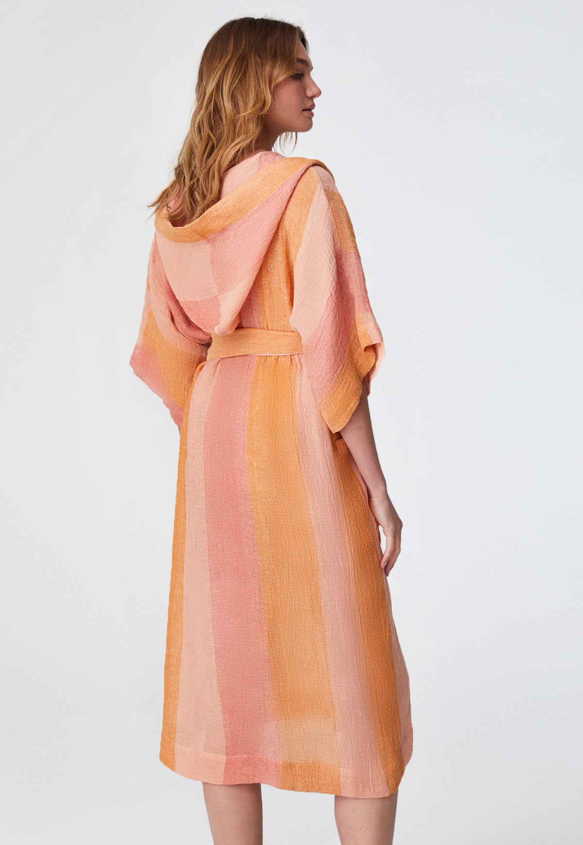 THE DRESSING GOWN in SUNSET AWNING STRIPED GAUZE