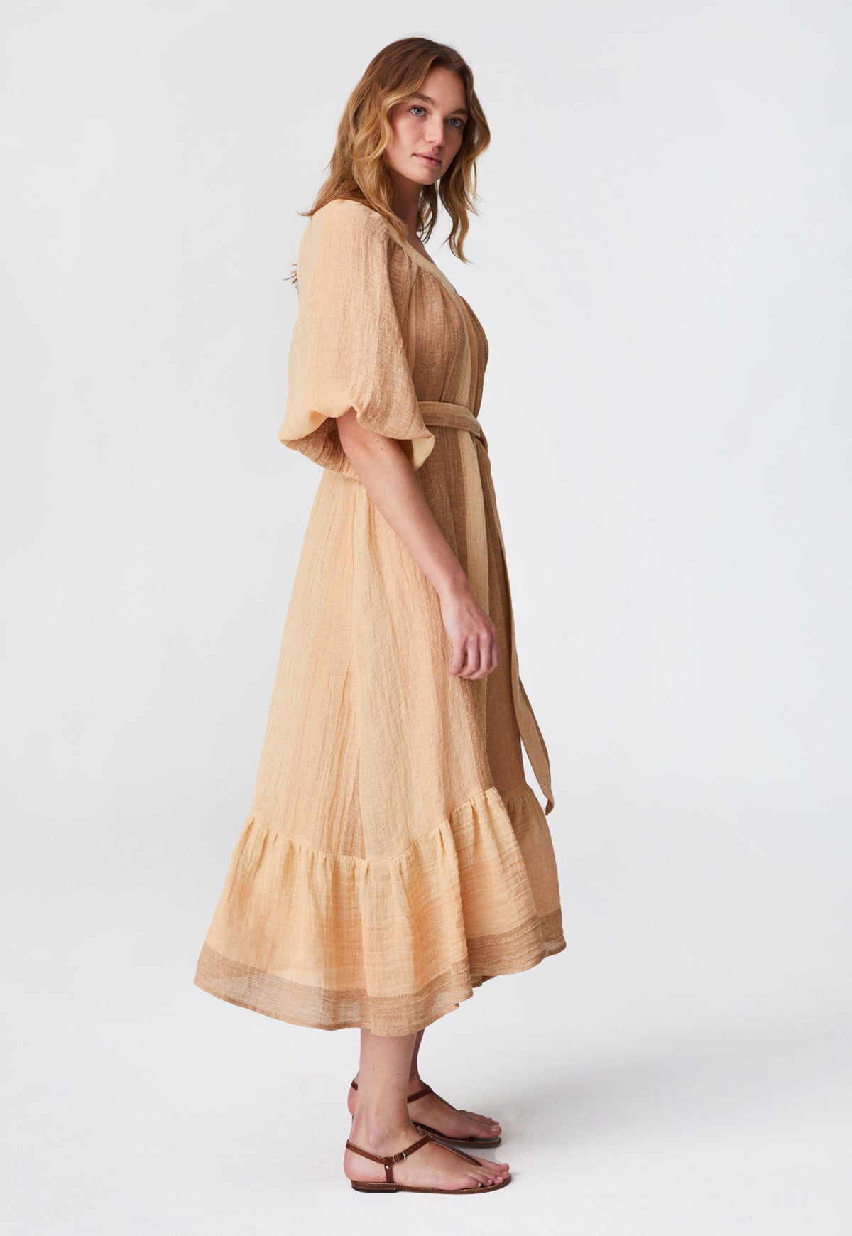 THE LAURE JUMPSUIT in DESERT AWNING STRIPED GAUZE