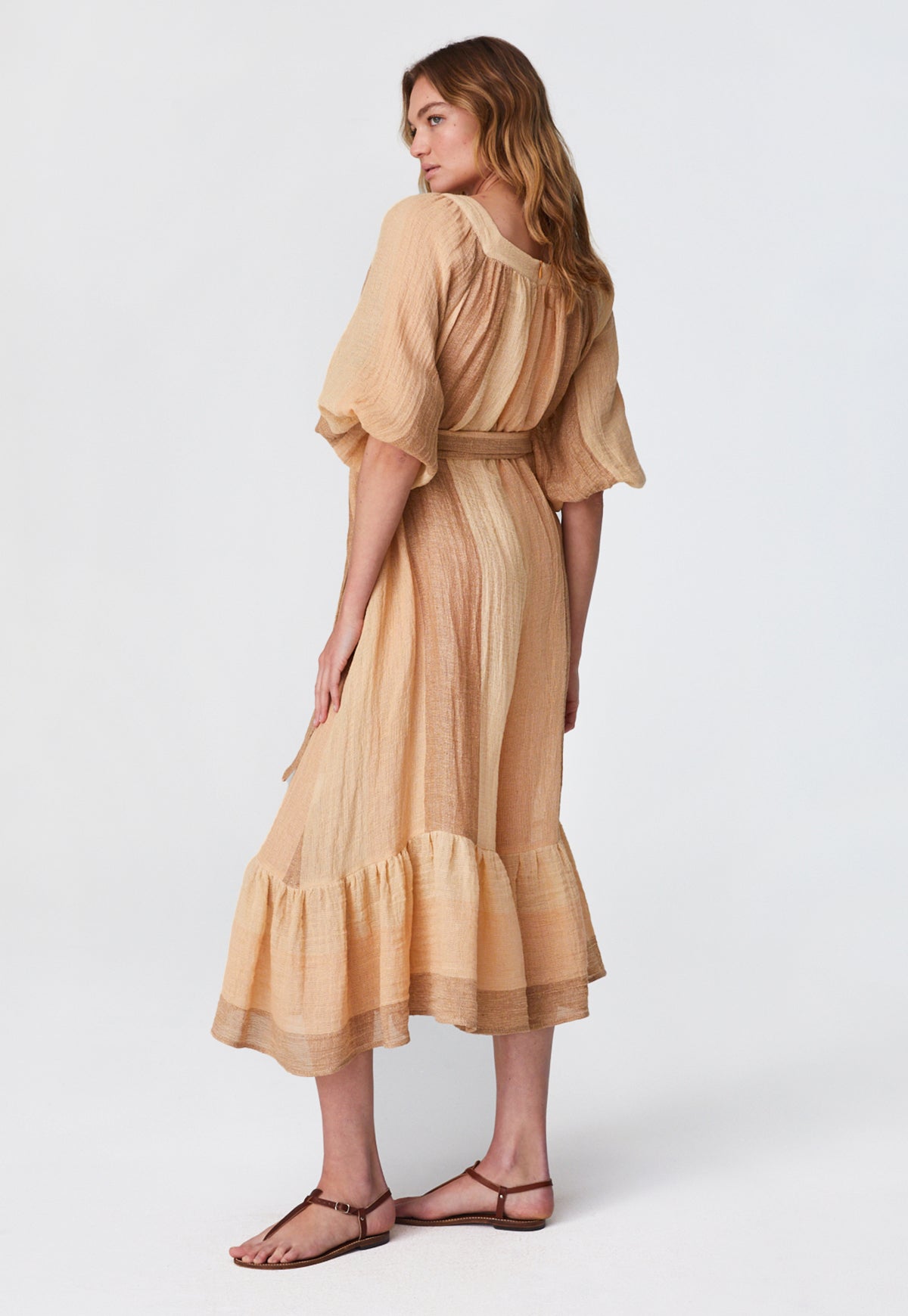 THE LAURE JUMPSUIT in DESERT AWNING STRIPED GAUZE