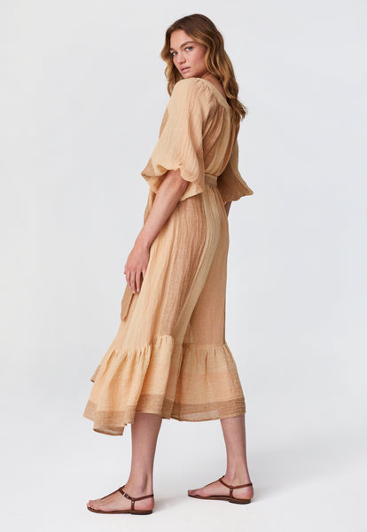 THE LAURE JUMPSUIT in DESERT AWNING STRIPED GAUZE