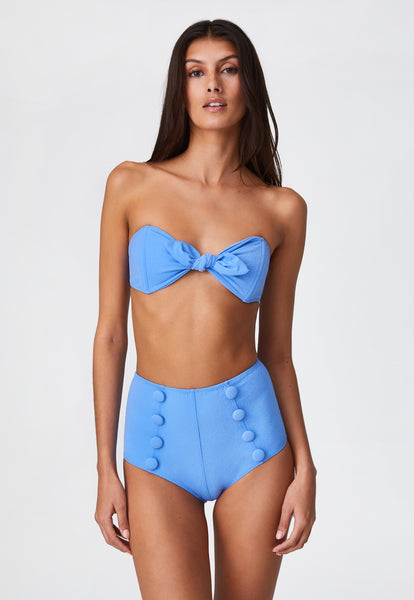 THE POPPY HIGH-WAIST BIKINI in AZURE CREPE