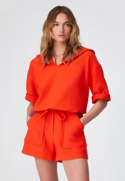 THE SAILOR BLOUSON TOP in TOMATO TEXTURED COTTON