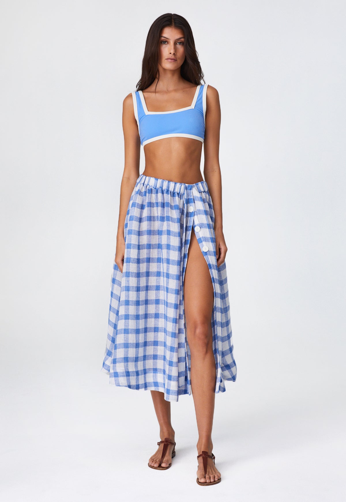 THE FULL CIRCLE SKIRT in AZURE GINGHAM CHIOS GAUZE