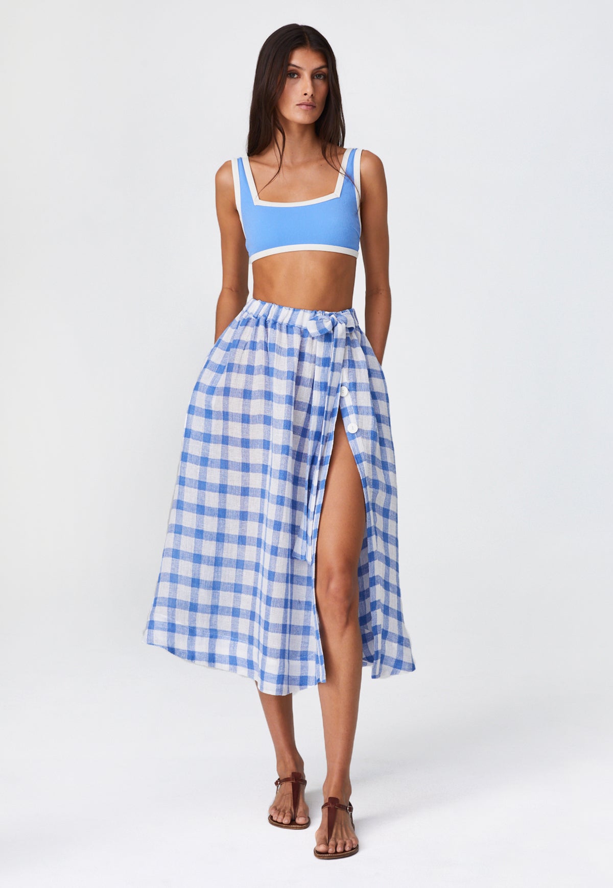 THE FULL CIRCLE SKIRT in AZURE GINGHAM CHIOS GAUZE
