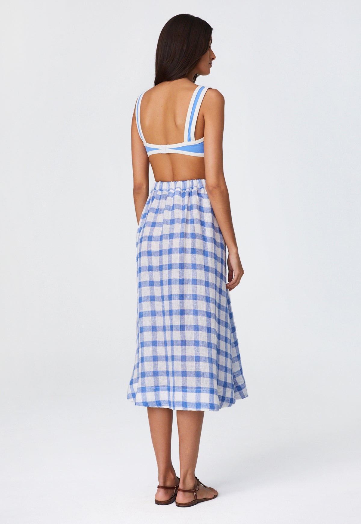 THE FULL CIRCLE SKIRT in AZURE GINGHAM CHIOS GAUZE