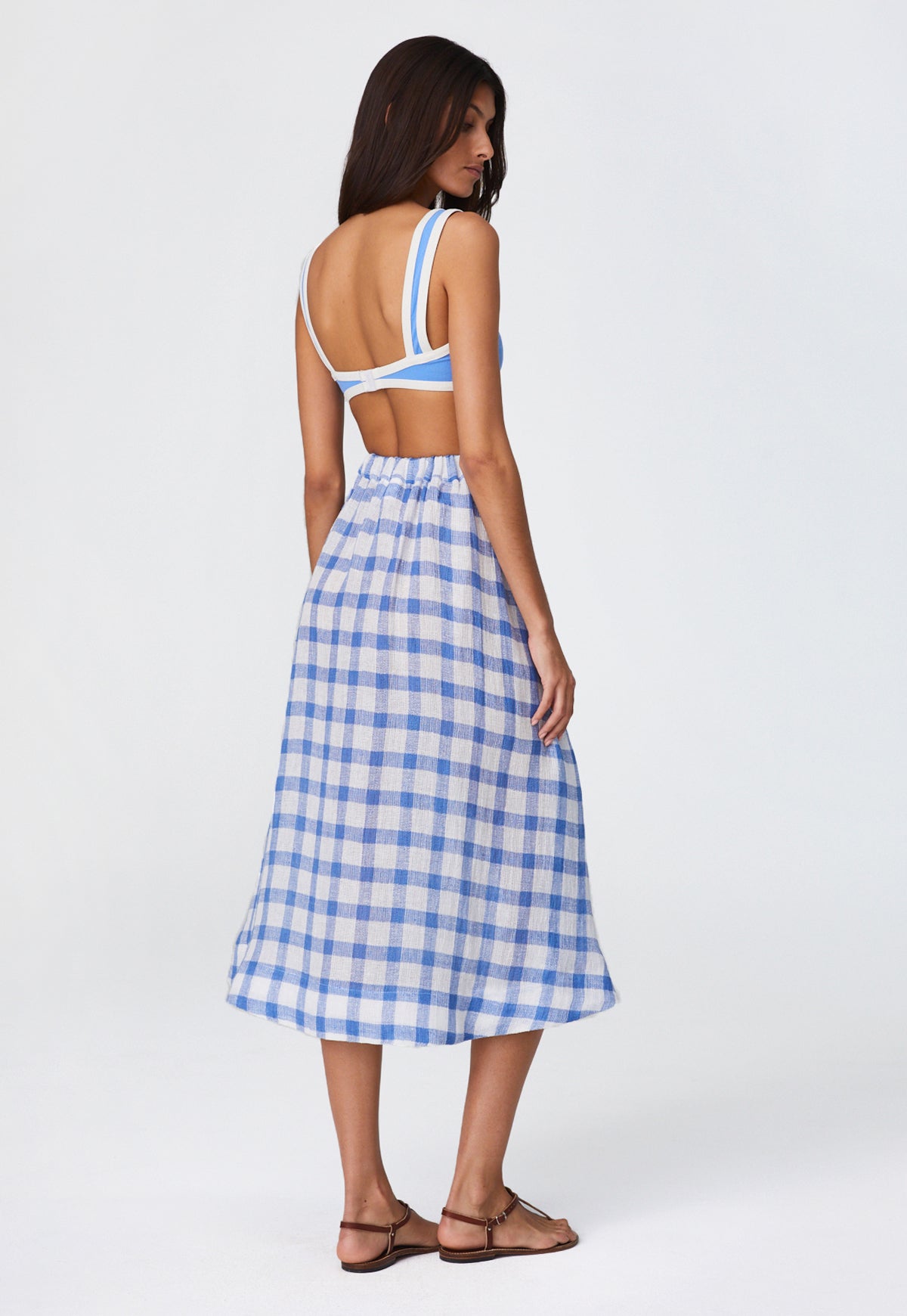 THE FULL CIRCLE SKIRT in AZURE GINGHAM CHIOS GAUZE