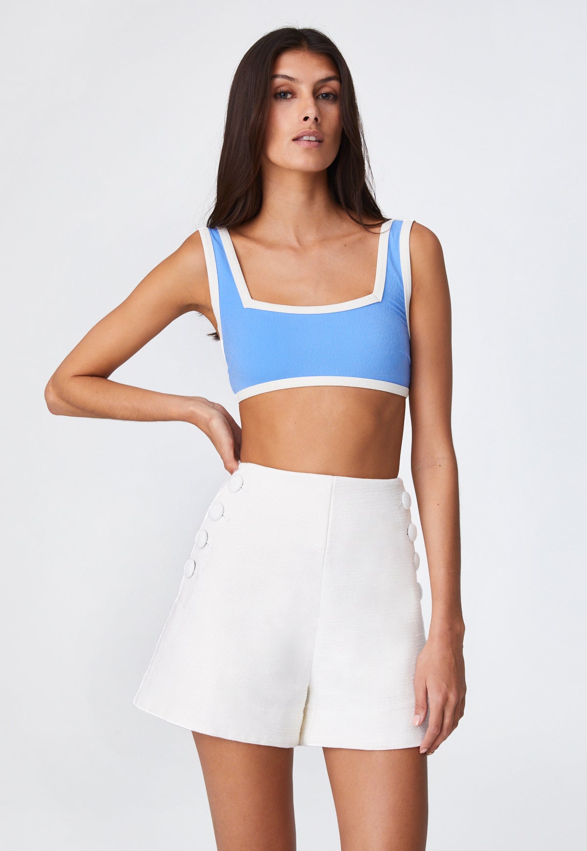 THE SAILOR SHORT in WHITE TEXTURED COTTON