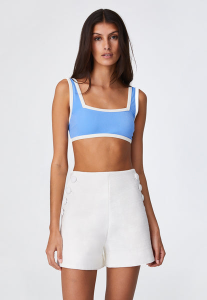 THE SAILOR SHORT in WHITE TEXTURED COTTON