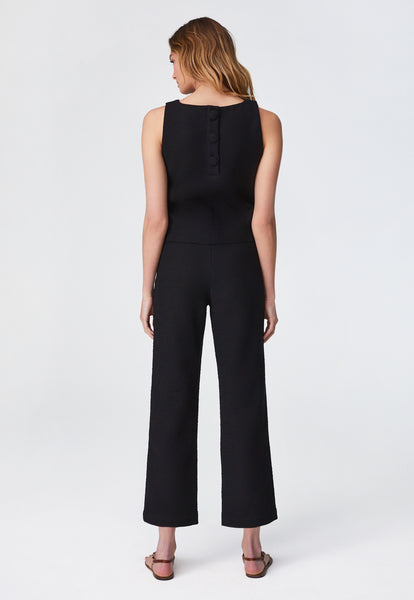 THE STRAIGHT LEG TROUSER in BLACK TEXTURED COTTON