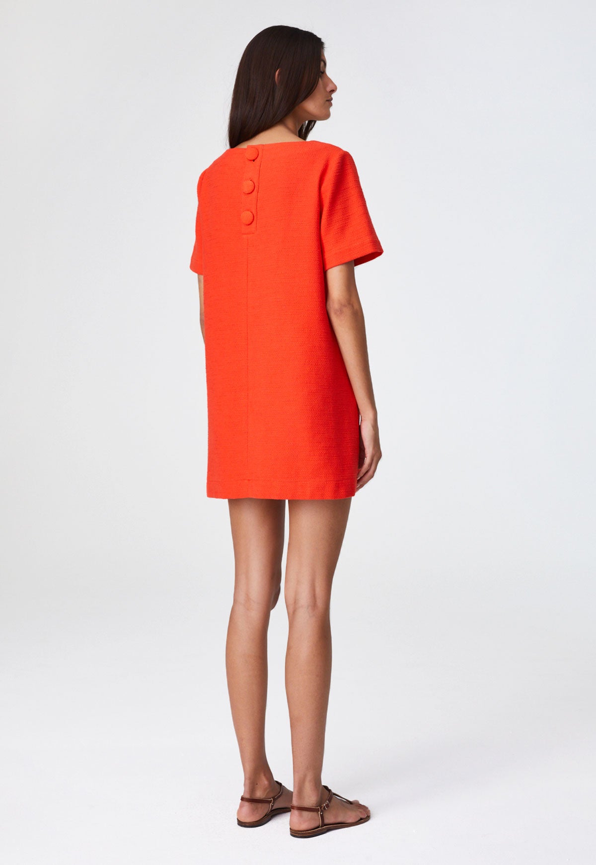 THE T-SHIRT DRESS in TOMATO TEXTURED COTTON