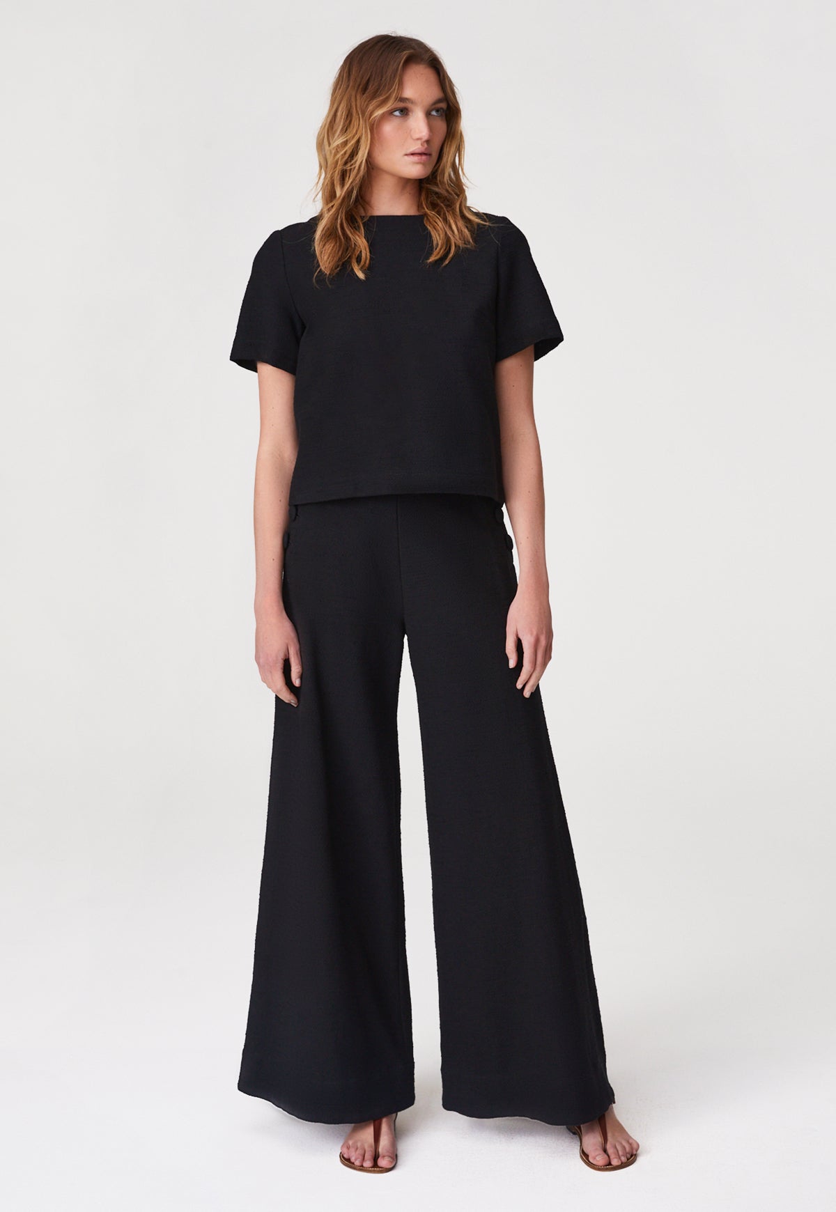 THE SAILOR PANT in BLACK TEXTURED COTTON