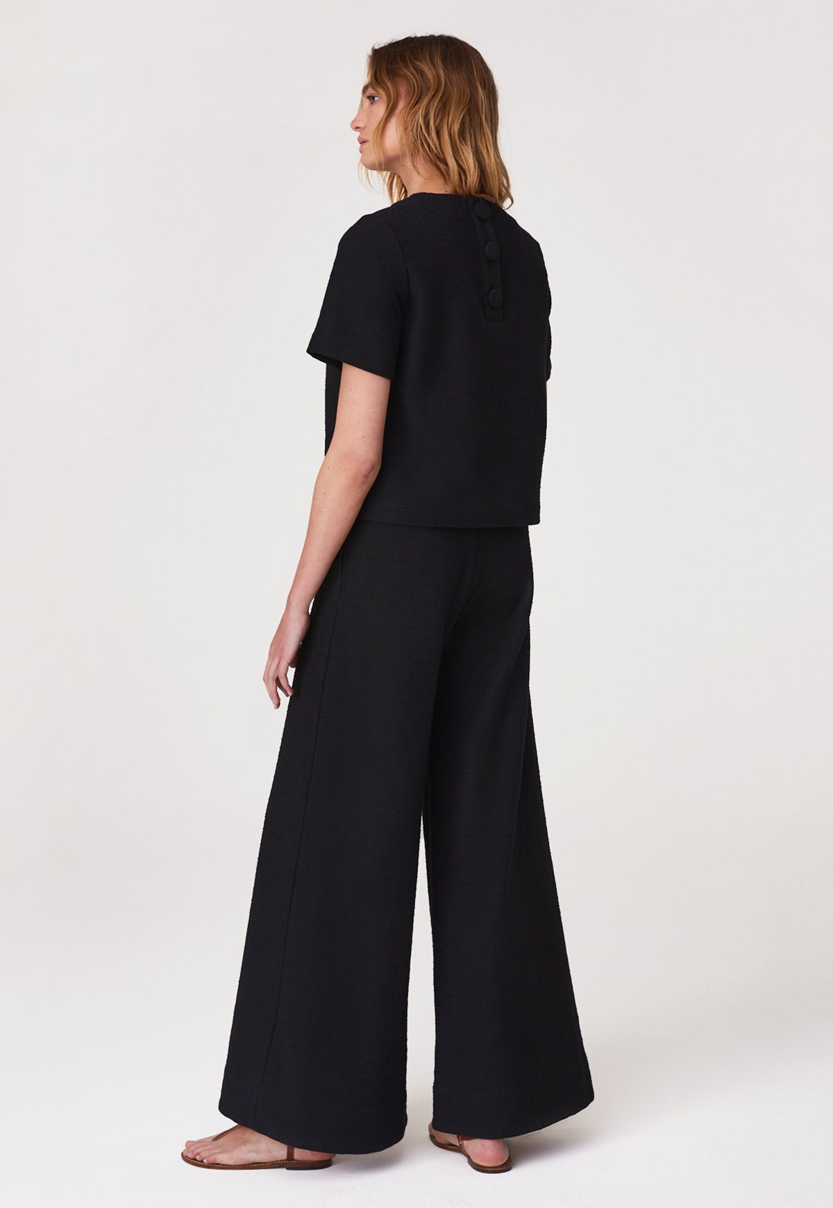 THE SAILOR PANT in BLACK TEXTURED COTTON