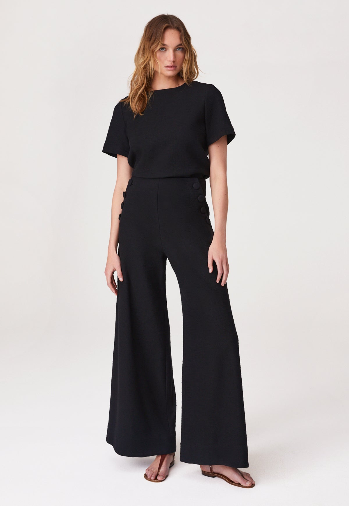 THE SAILOR PANT in BLACK TEXTURED COTTON