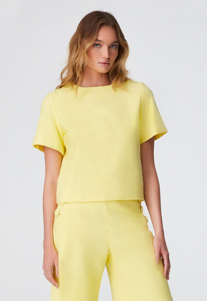 THE T-SHIRT in LEMON TEXTURED COTTON
