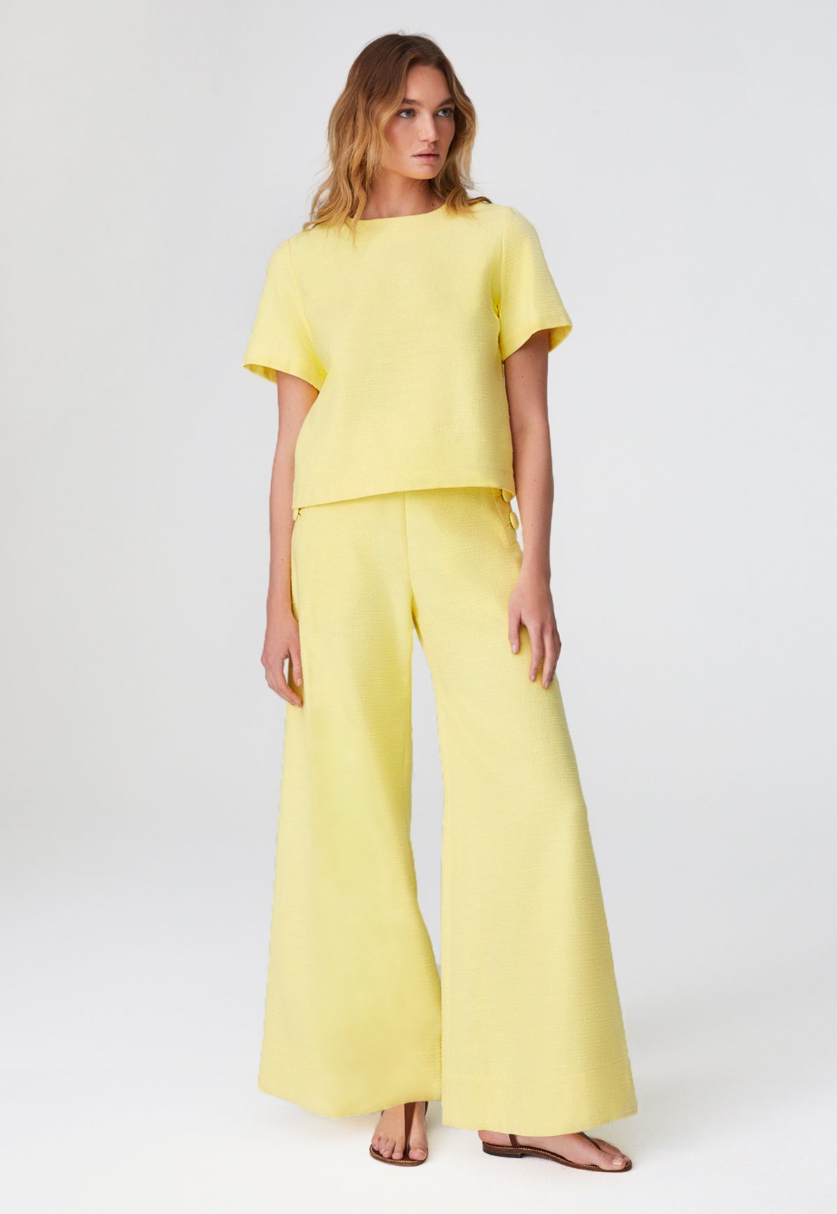 THE SAILOR PANT in LEMON TEXTURED COTTON