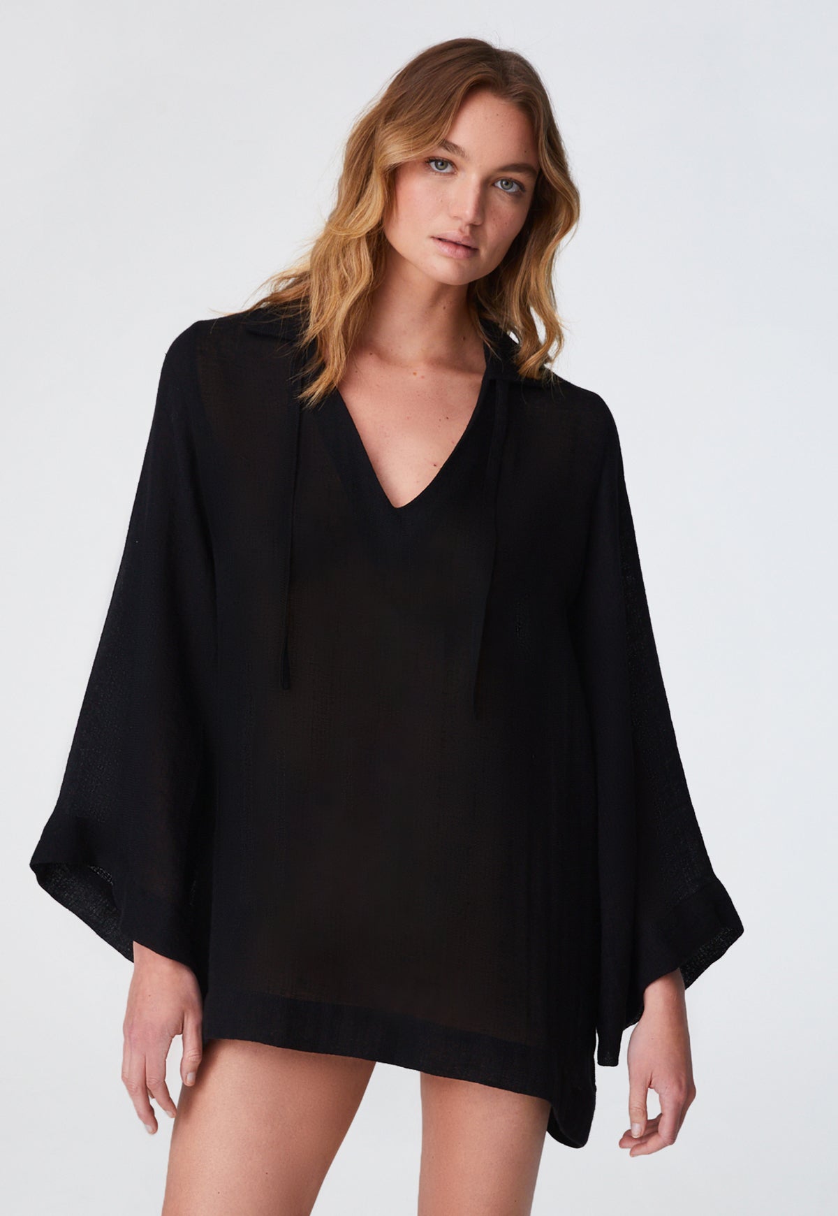 THE TUNIC TOP in BLACK ORGANIC GAUZE