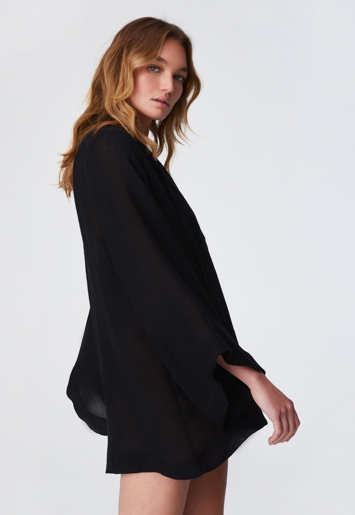 THE TUNIC TOP in BLACK ORGANIC GAUZE