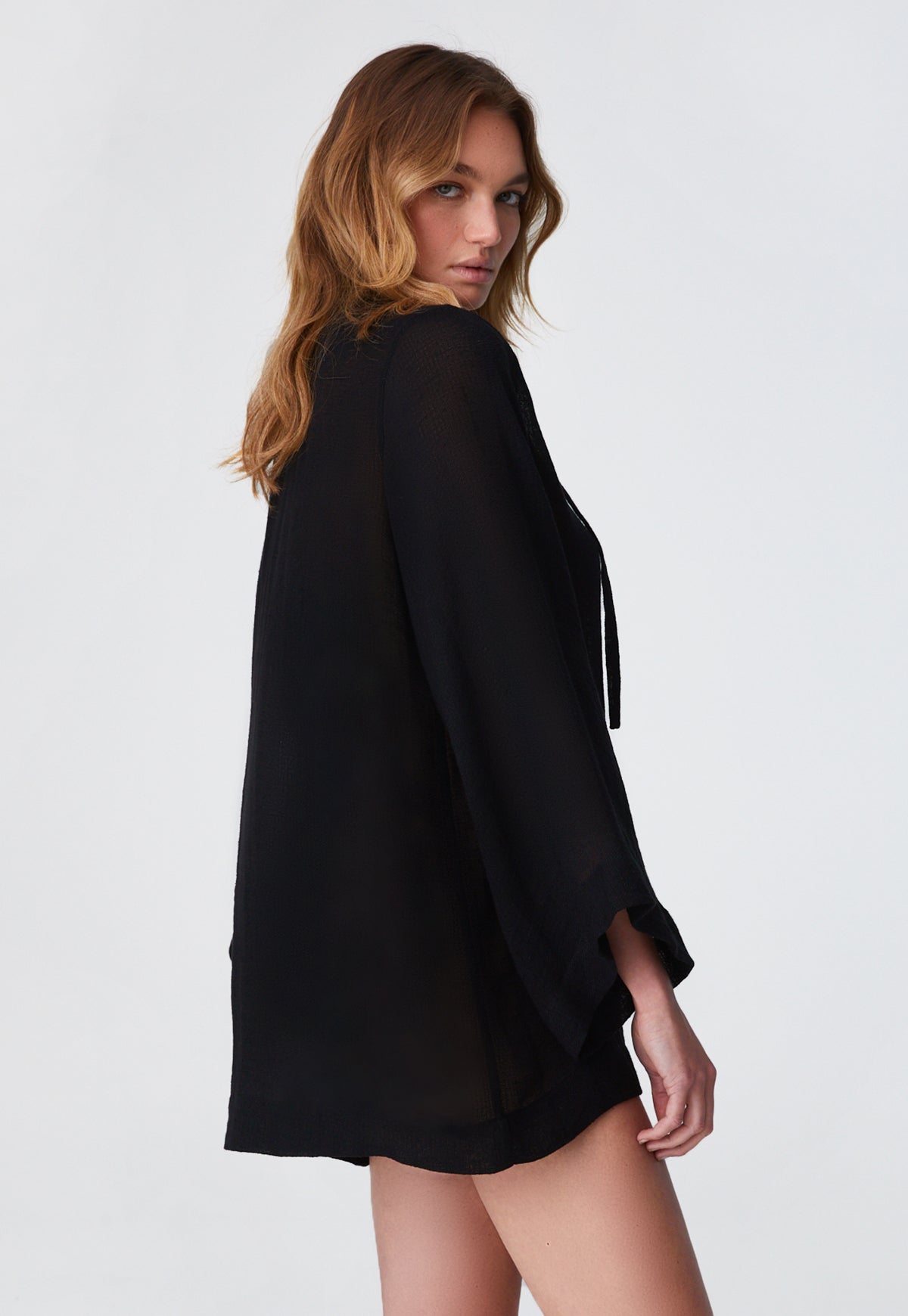 THE TUNIC TOP in BLACK ORGANIC GAUZE