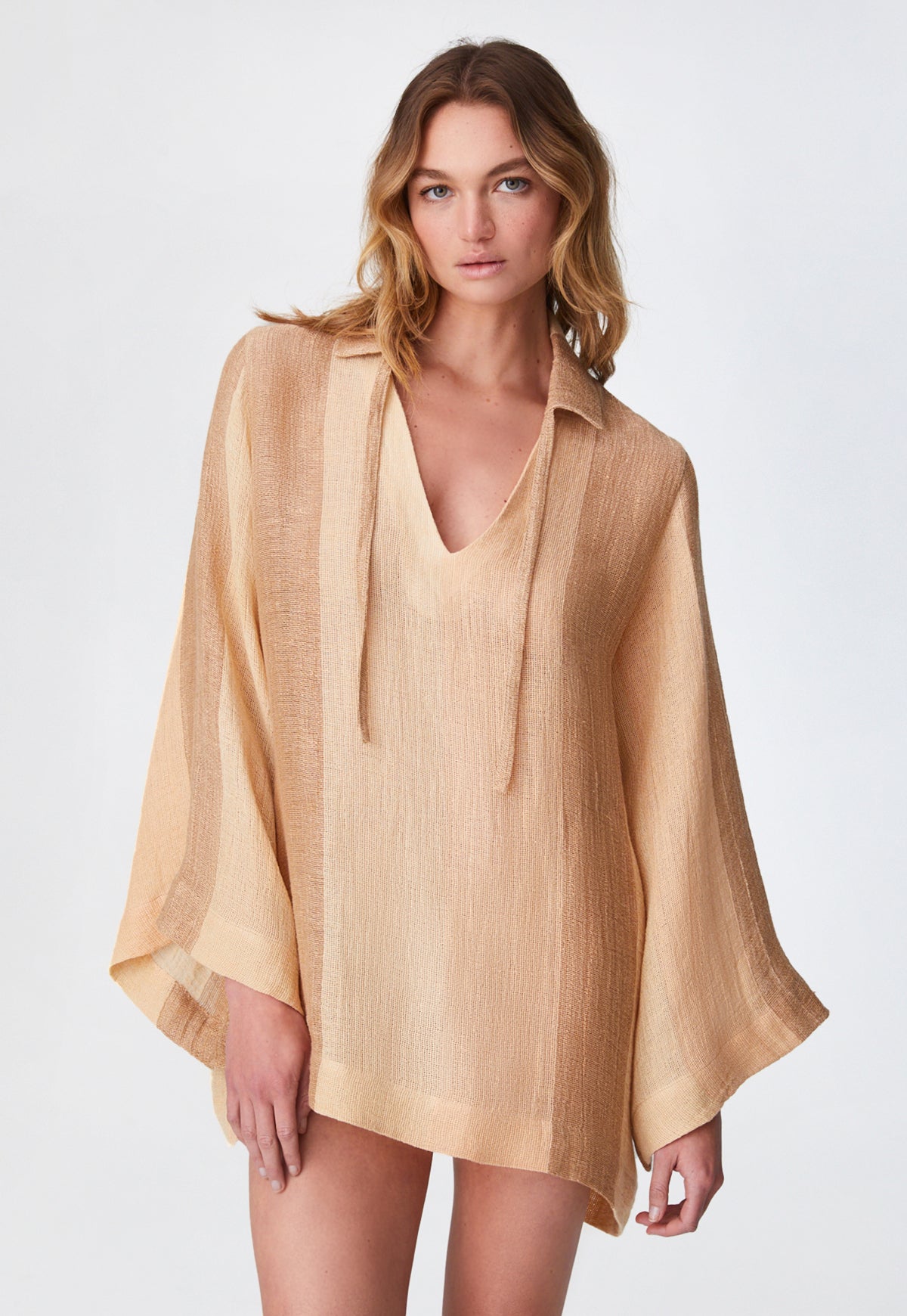 THE TUNIC TOP in DESERT AWNING STRIPED CHIOS GAUZE