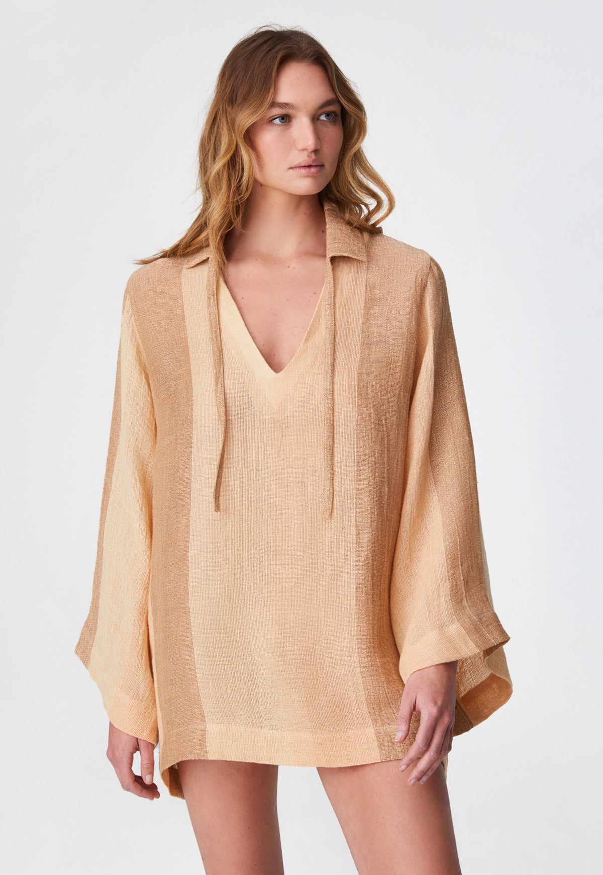THE TUNIC TOP in DESERT AWNING STRIPED CHIOS GAUZE