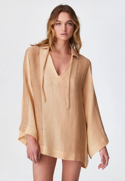 THE TUNIC TOP in DESERT AWNING STRIPED CHIOS GAUZE