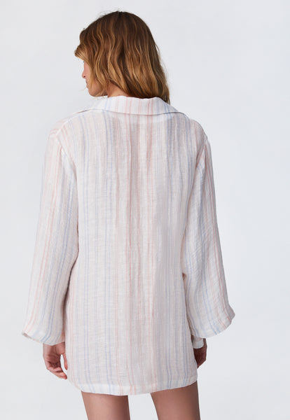 THE TUNIC in WHITE & PINK & BLUE STRIPED GAUZE