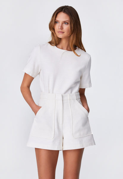 THE TENNIS SHORT in WHITE TEXTURED COTTON