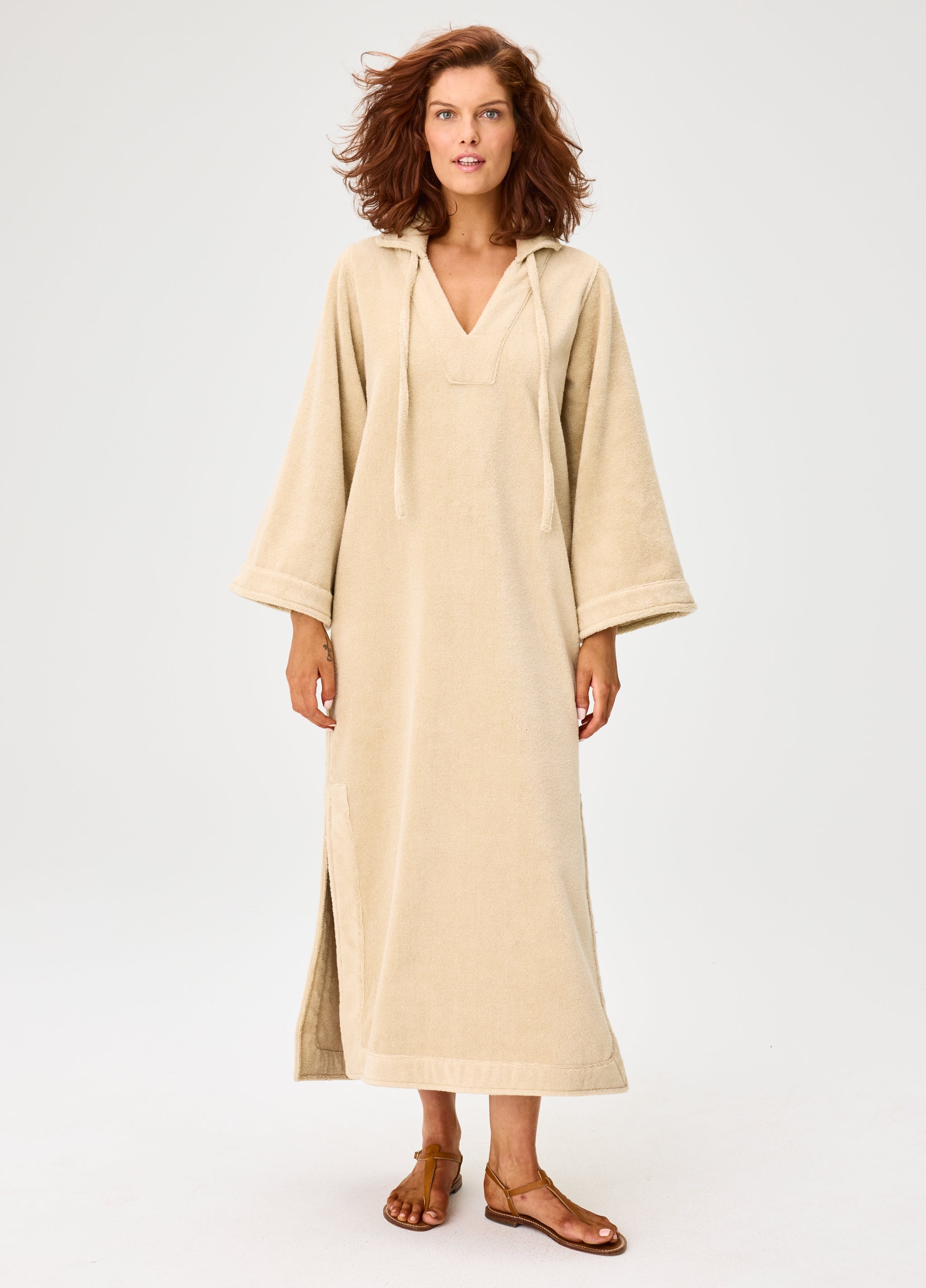 THE TUNIC CAFTAN in SAND TERRY CLOTH