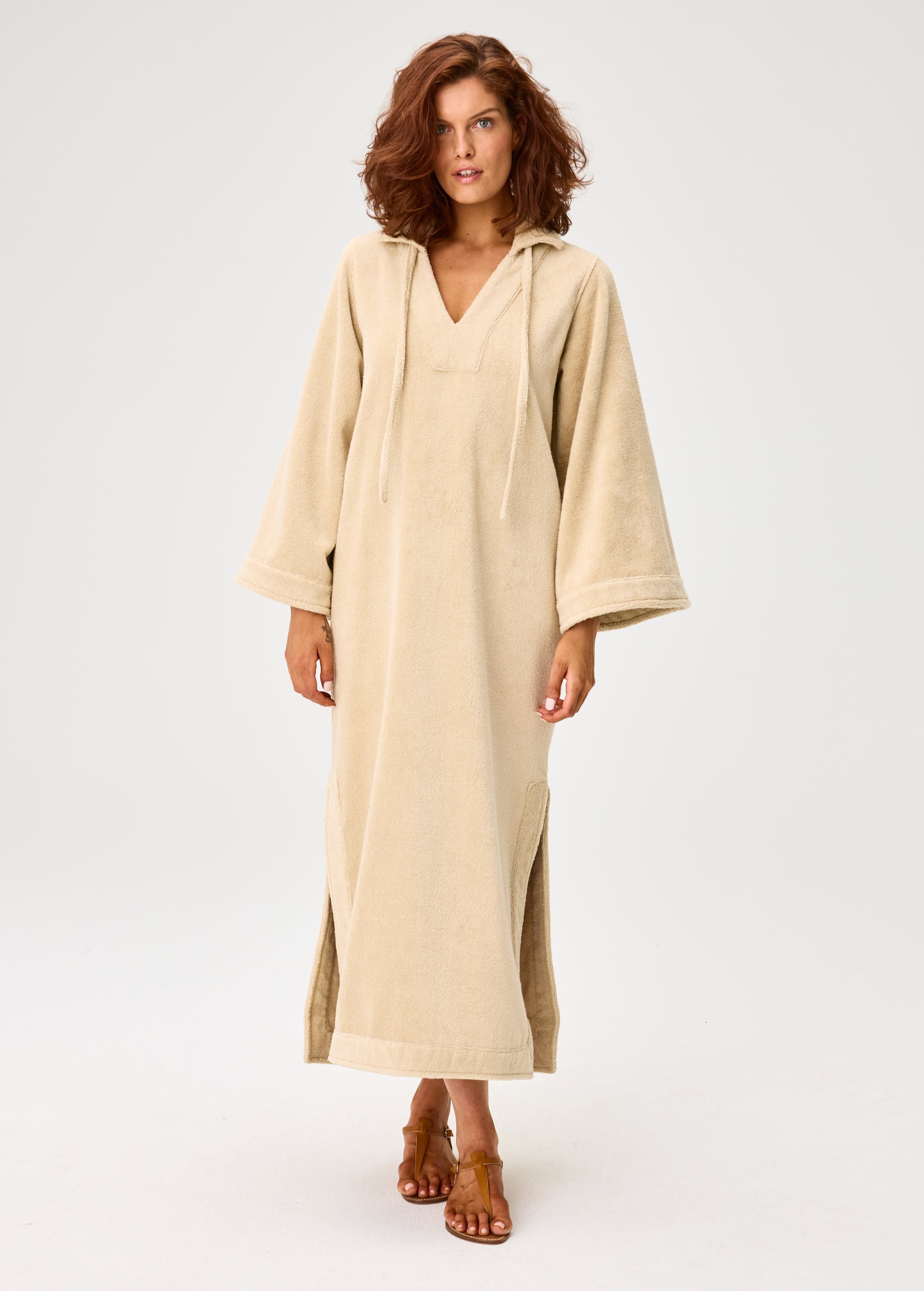 THE TUNIC CAFTAN in SAND TERRY CLOTH